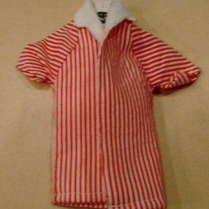 1960's Mattel's Ken Vintage Terry Cloth Style Red & White Candy Stripe Shirt/Top